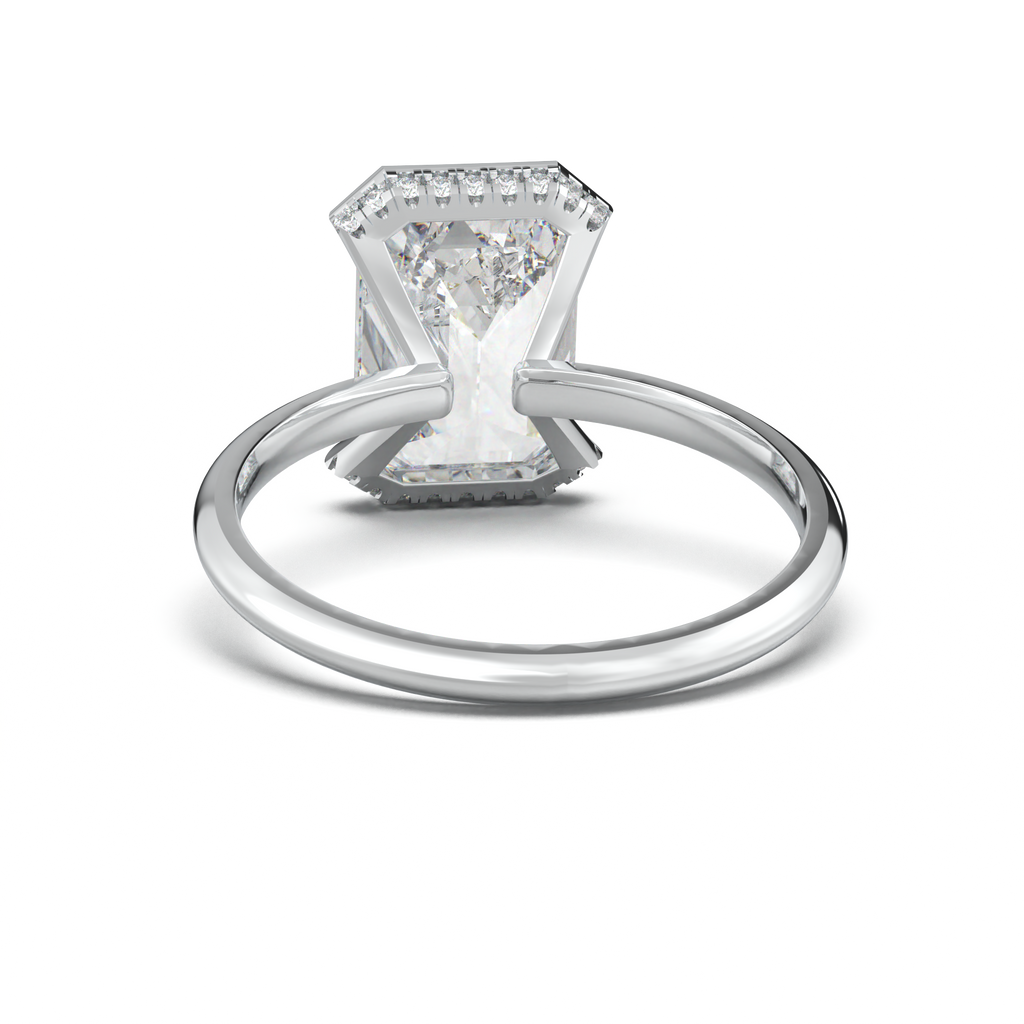 Emerald Hidden Halo Engagement Ring