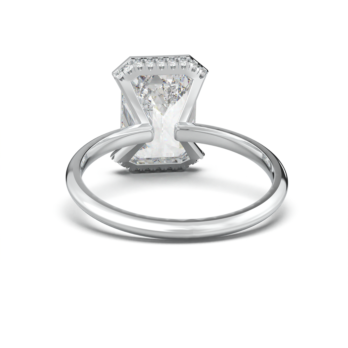 Emerald Hidden Halo Engagement Ring