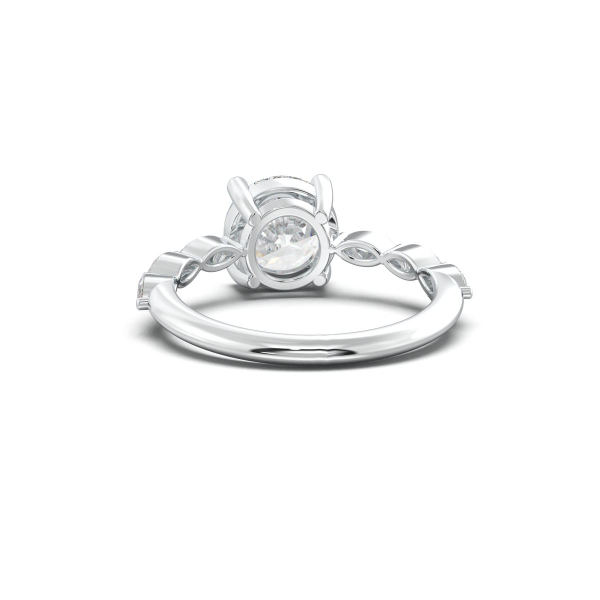 Round Marquise Side-Stone Engagement Ring