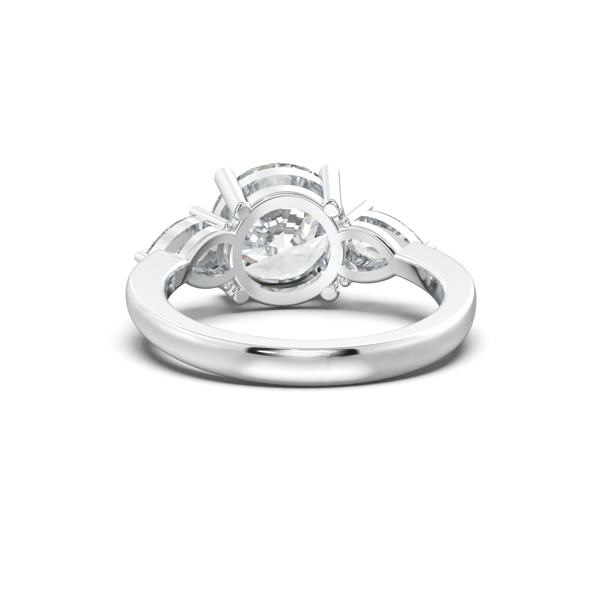 Round Pear Three-Stone Engagement Ring