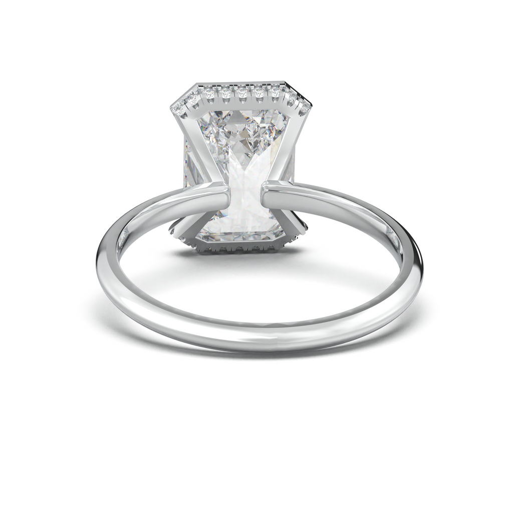 Emerald Hidden Halo Engagement Ring