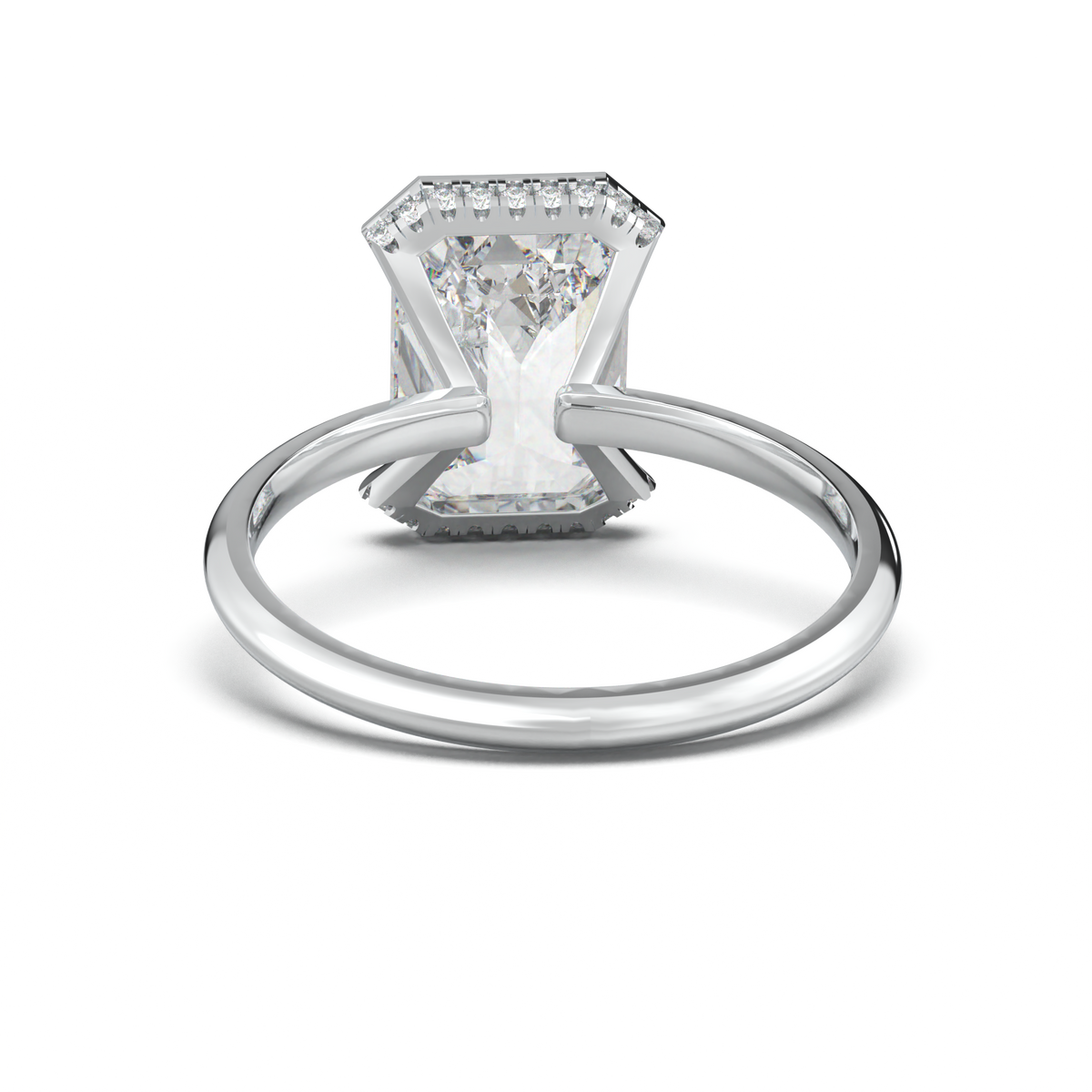 Emerald Hidden Halo Engagement Ring