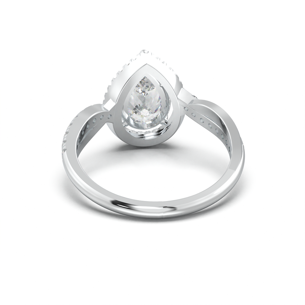 Pear Halo Twisted Pavé Engagement Ring