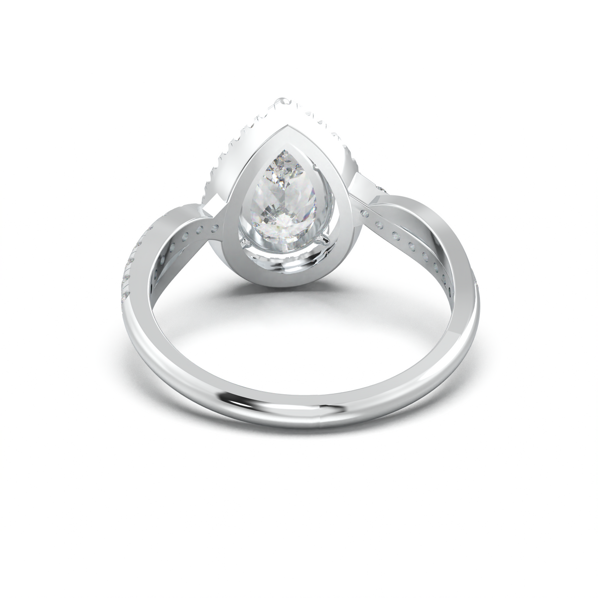 Pear Halo Twisted Pavé Engagement Ring