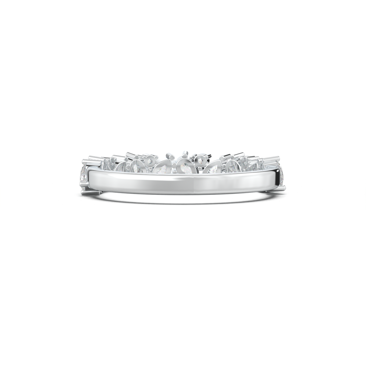 Alternating Pear & Round Half-Eternity Wedding Band