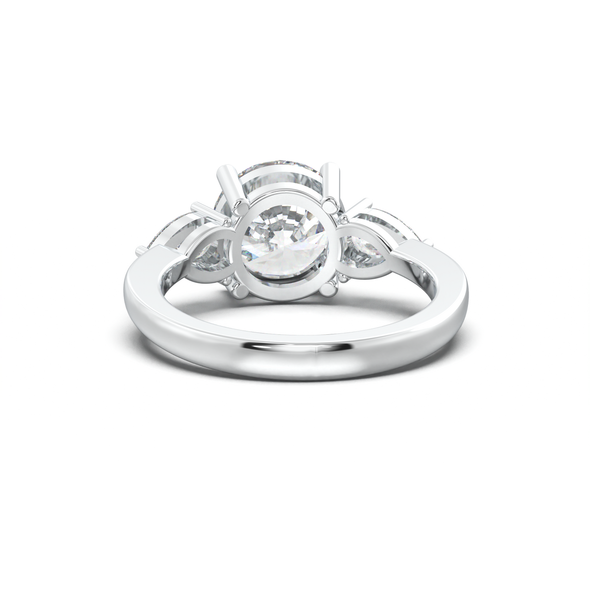 Round Pear Three-Stone Engagement Ring