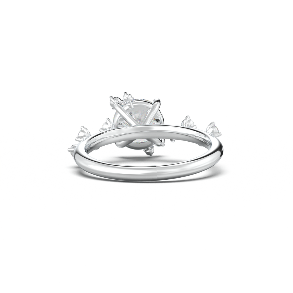 Round Botanical Accent Engagement Ring