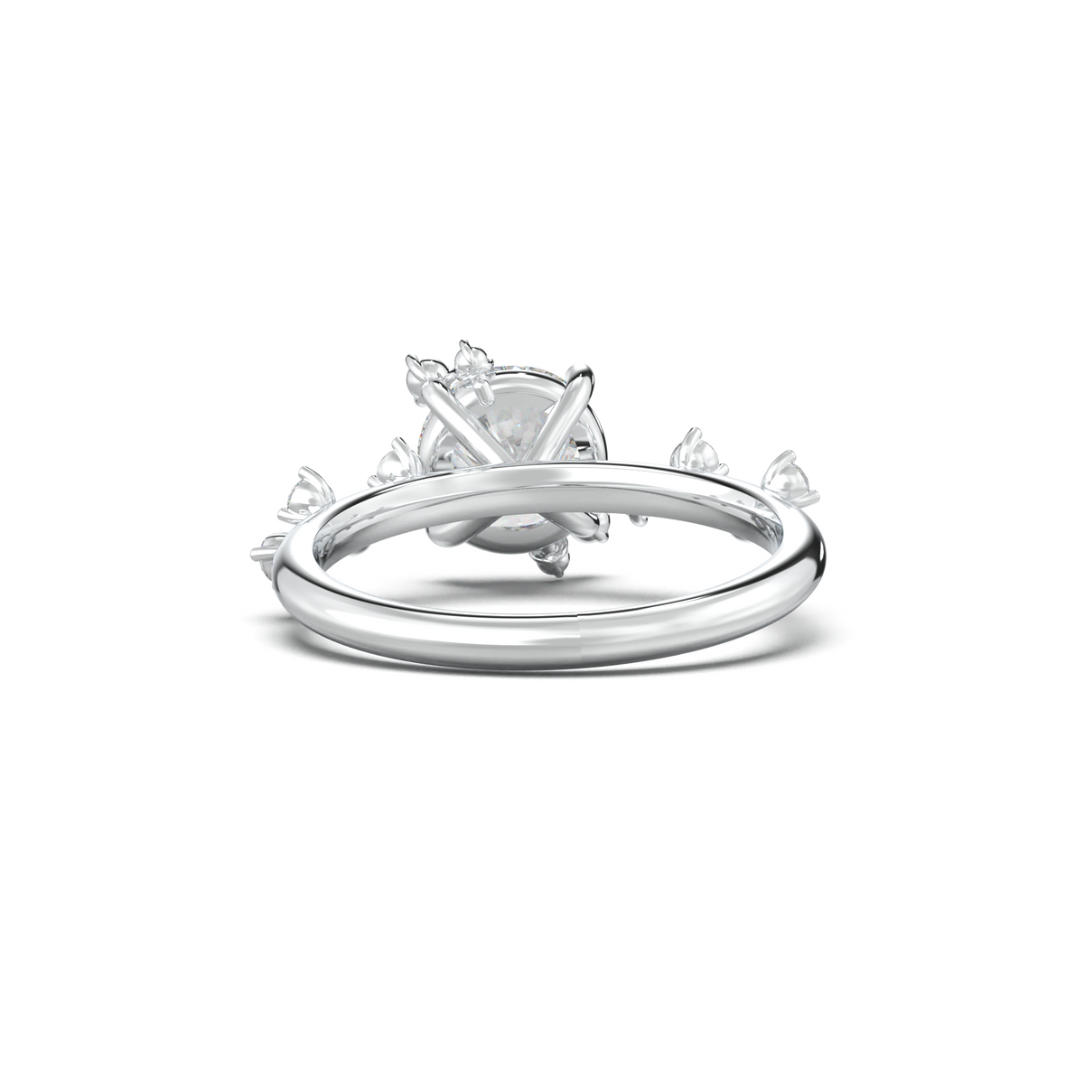 Round Botanical Accent Engagement Ring