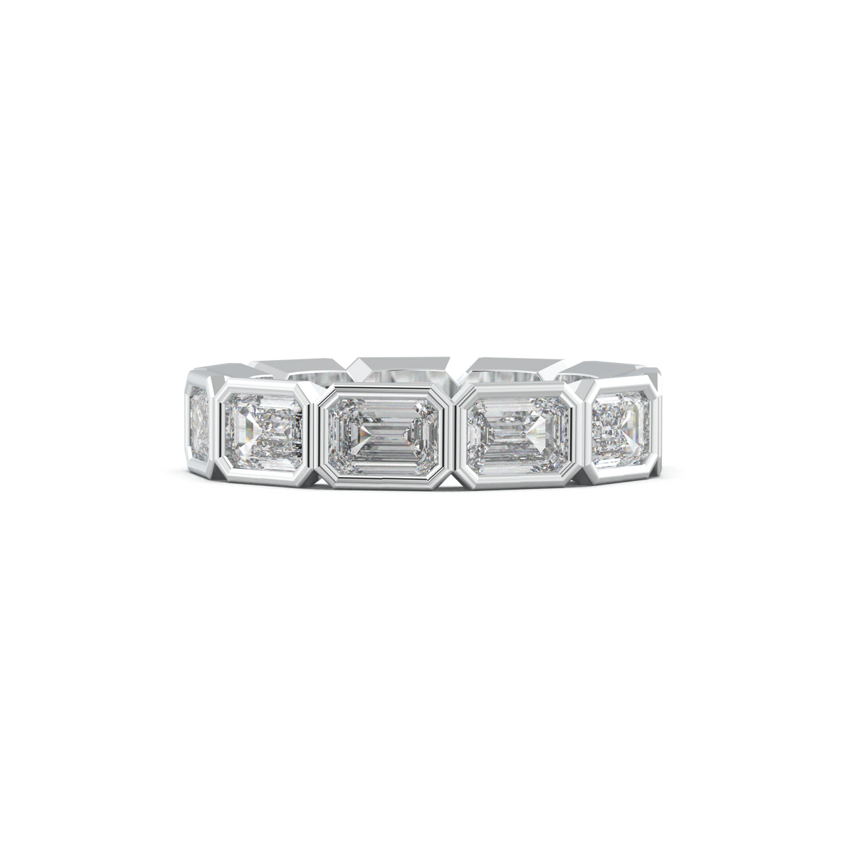 Emerald-Cut Bezel-Style Eternity Wedding Band