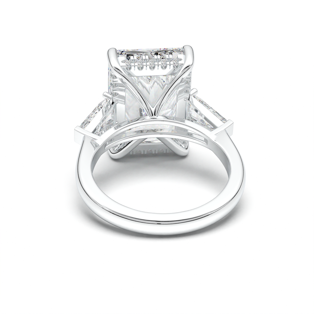Radiant Baguette Hidden Halo Engagement Ring