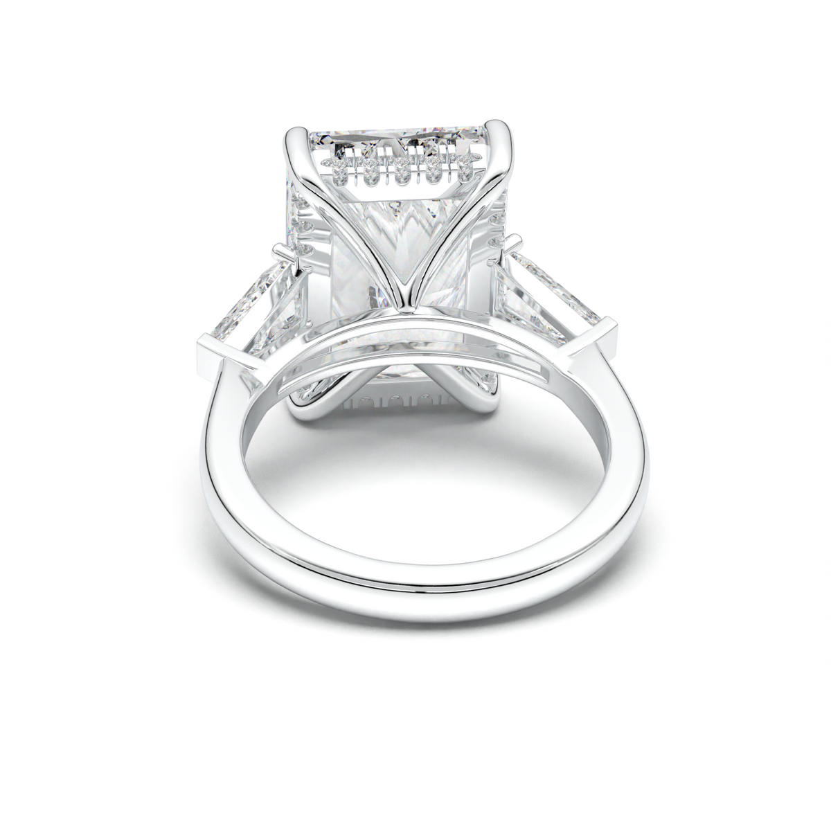Radiant Baguette Hidden Halo Engagement Ring