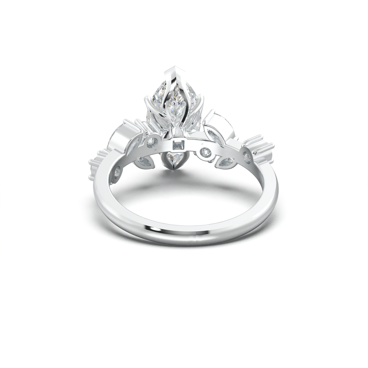 Marquise Mixed Side-Stone Engagement Ring