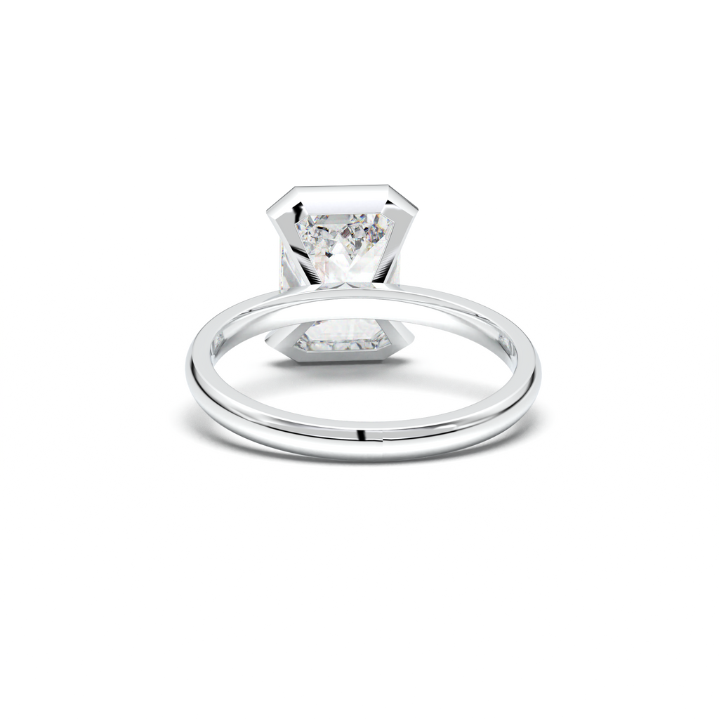 Emerald Cut Half-Bezel Engagement Ring
