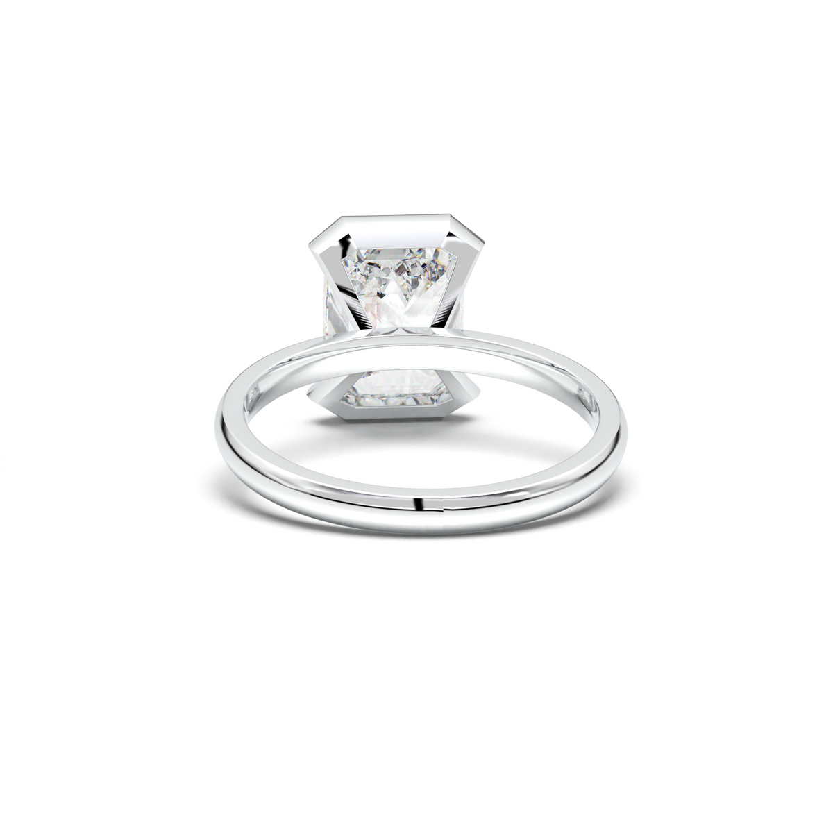 Emerald Cut Half-Bezel Engagement Ring
