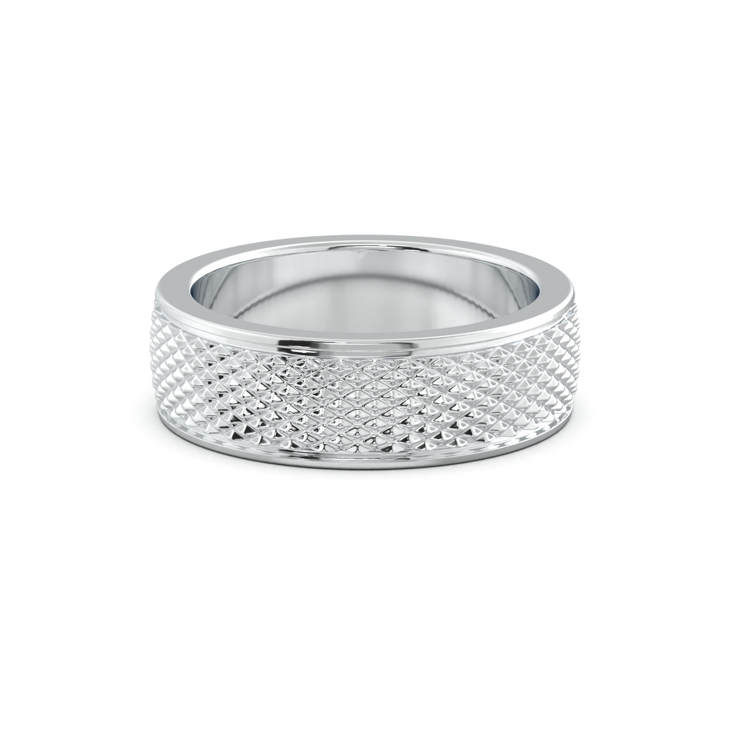 Diamond-Cut Textured Men's Wedding Band