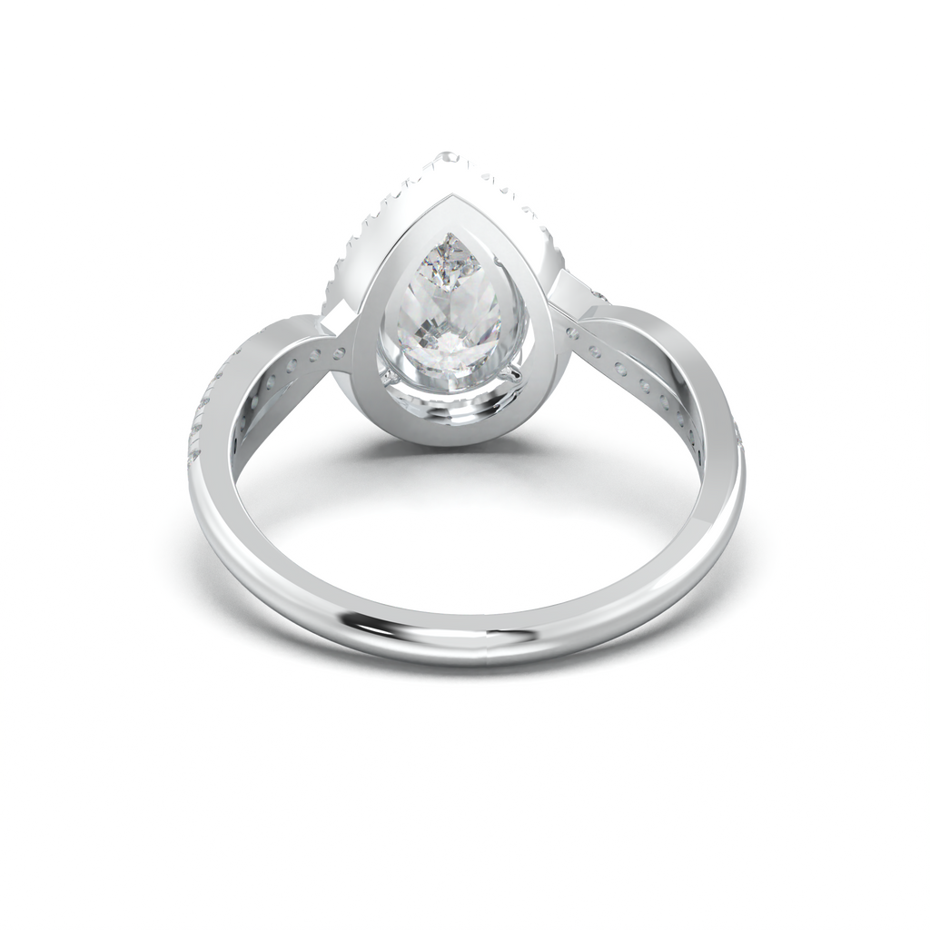 Pear Halo Twisted Pavé Engagement Ring