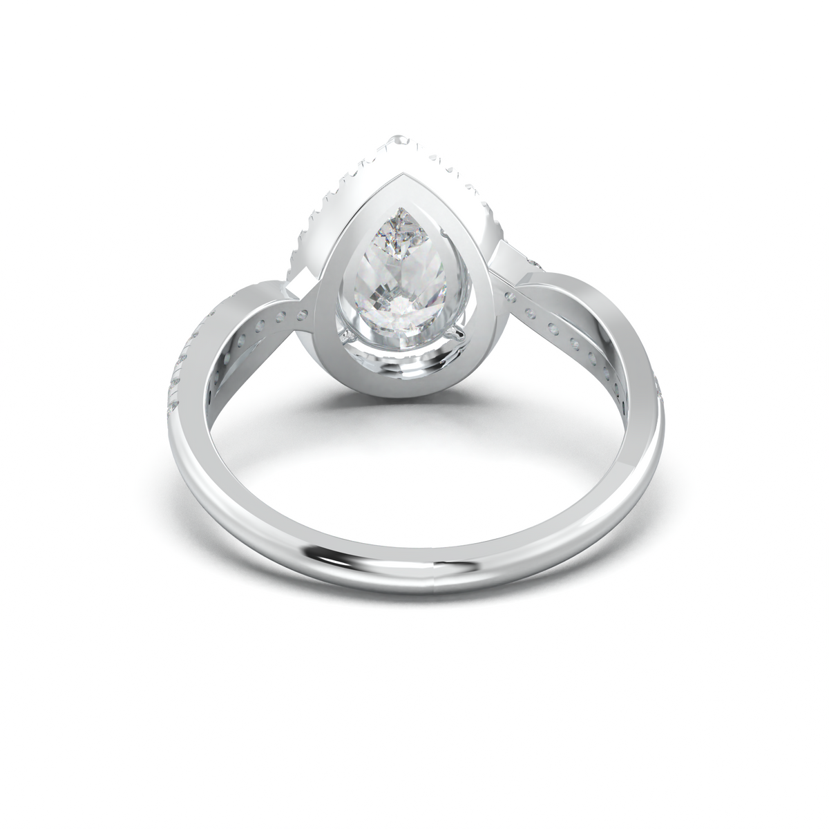 Pear Halo Twisted Pavé Engagement Ring