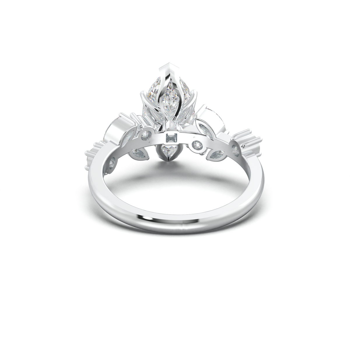Marquise Mixed Side-Stone Engagement Ring