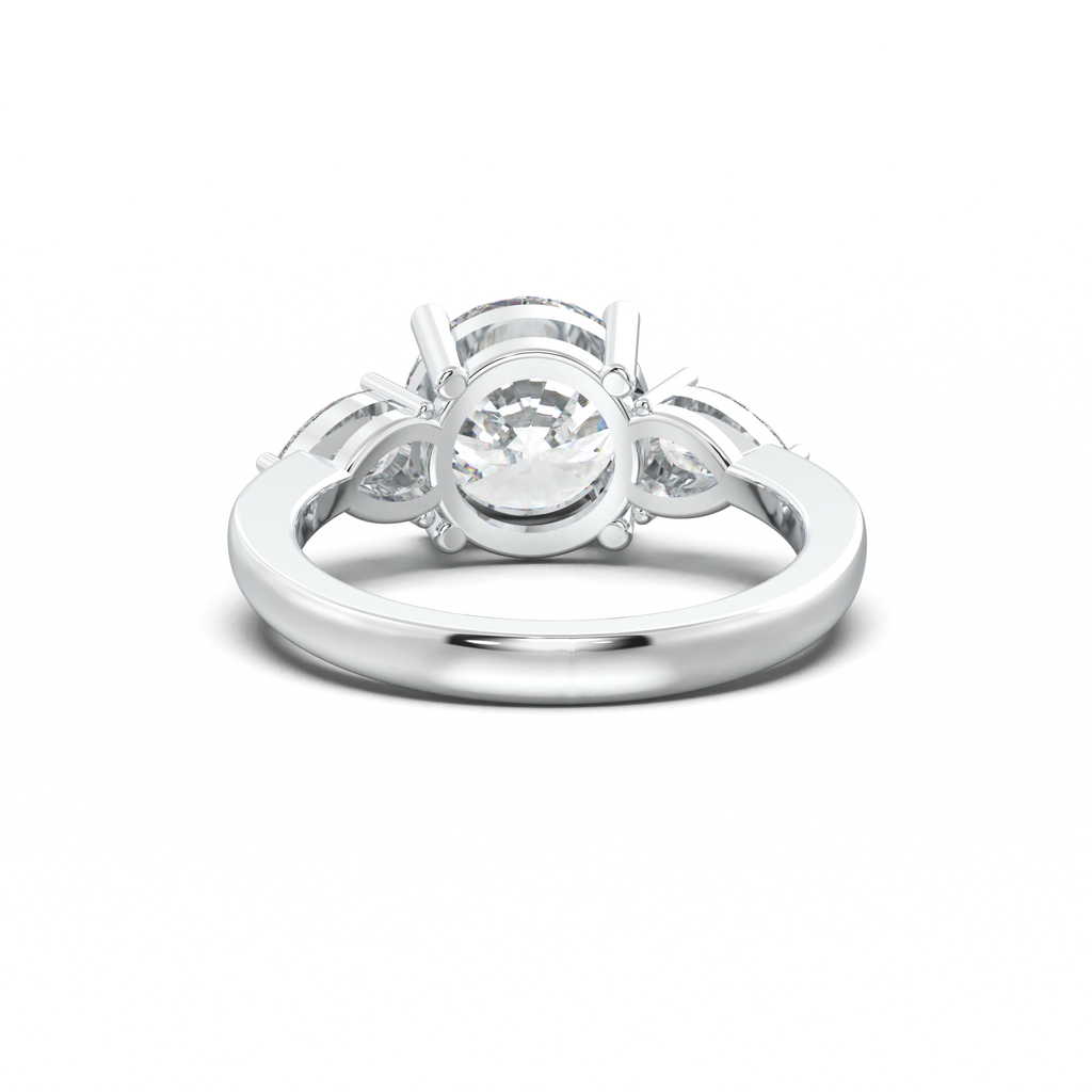 Round Pear Three-Stone Engagement Ring
