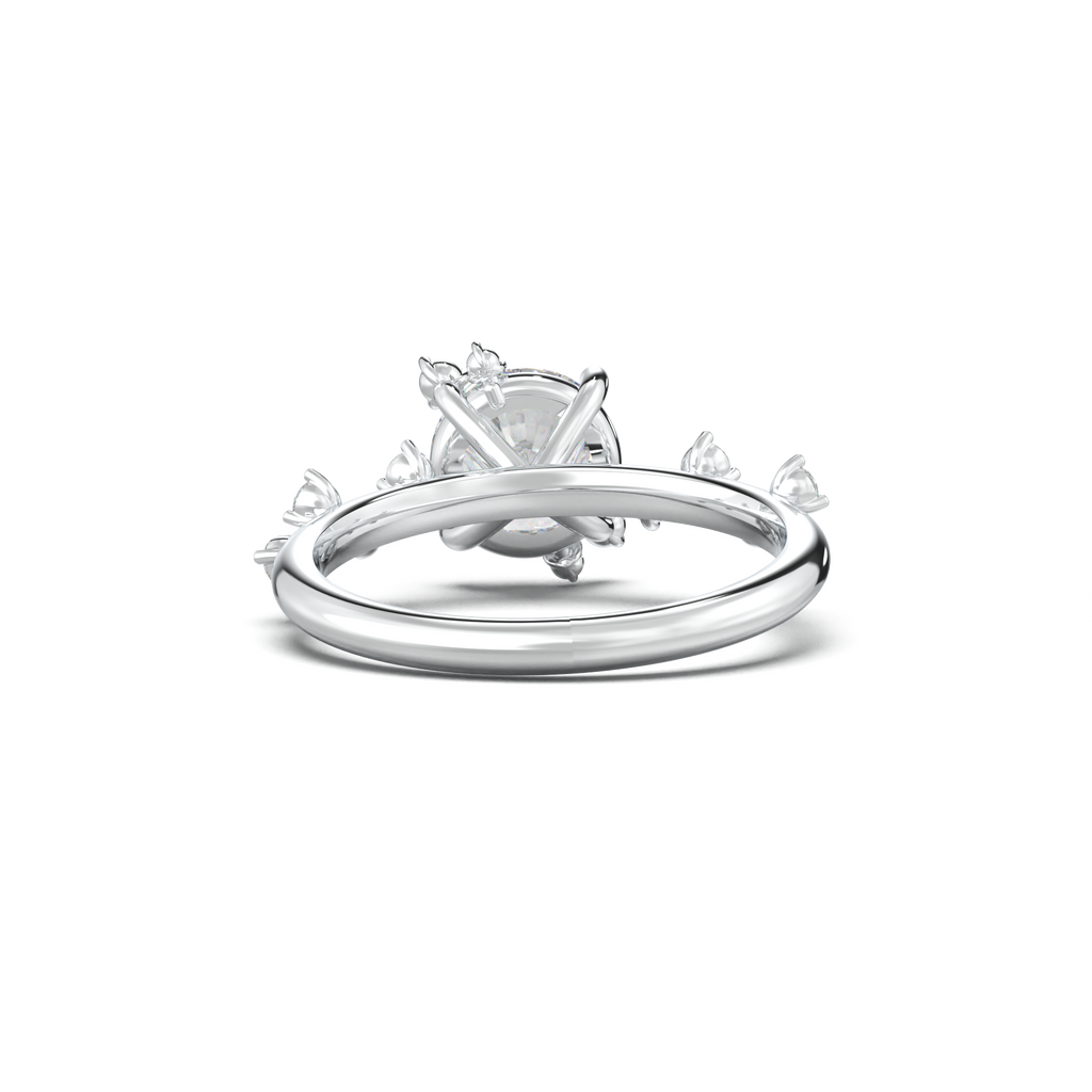 Round Botanical Accent Engagement Ring