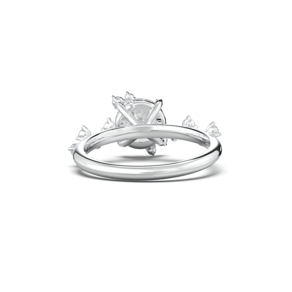 Round Botanical Accent Engagement Ring