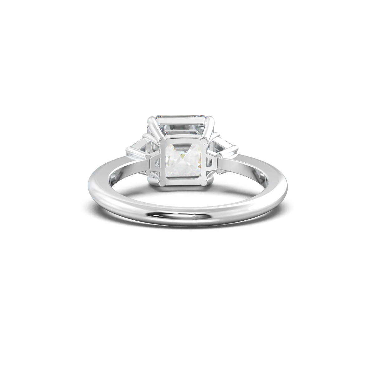 Asscher Baguette Three-Stone Engagement Ring