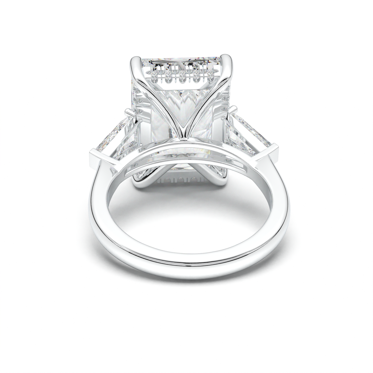 Radiant Baguette Hidden Halo Engagement Ring