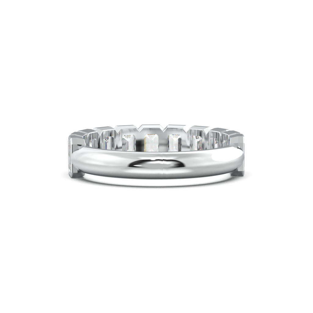 Emerald Bezel Half-Eternity Wedding Band