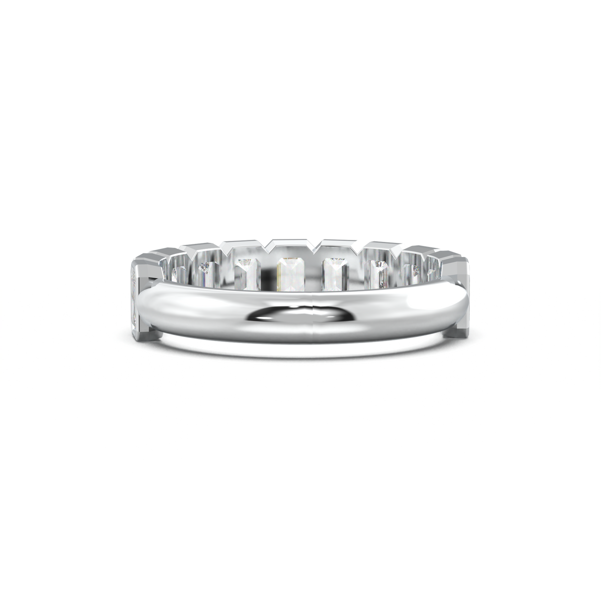 Emerald Bezel Half-Eternity Wedding Band