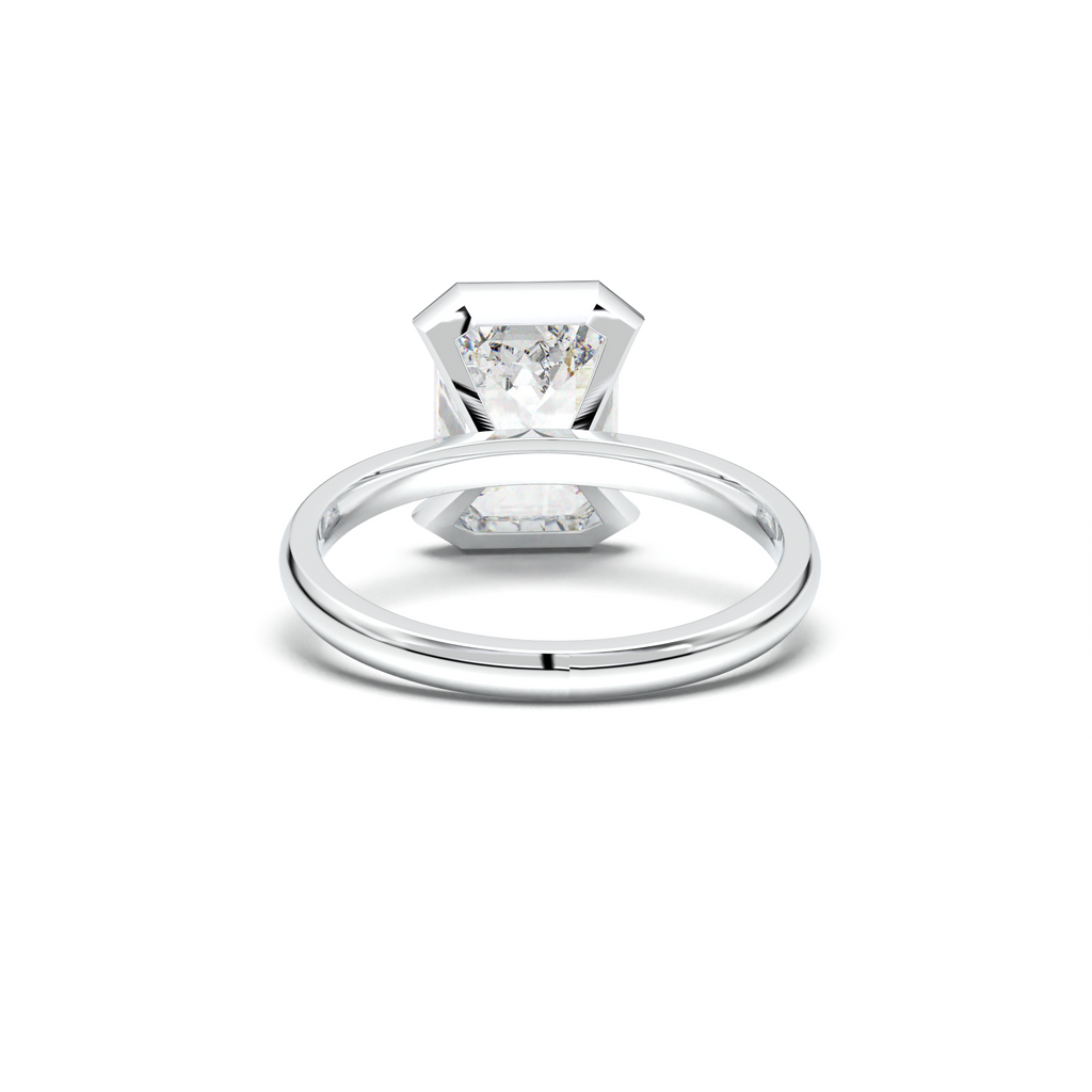 Emerald Cut Half-Bezel Engagement Ring