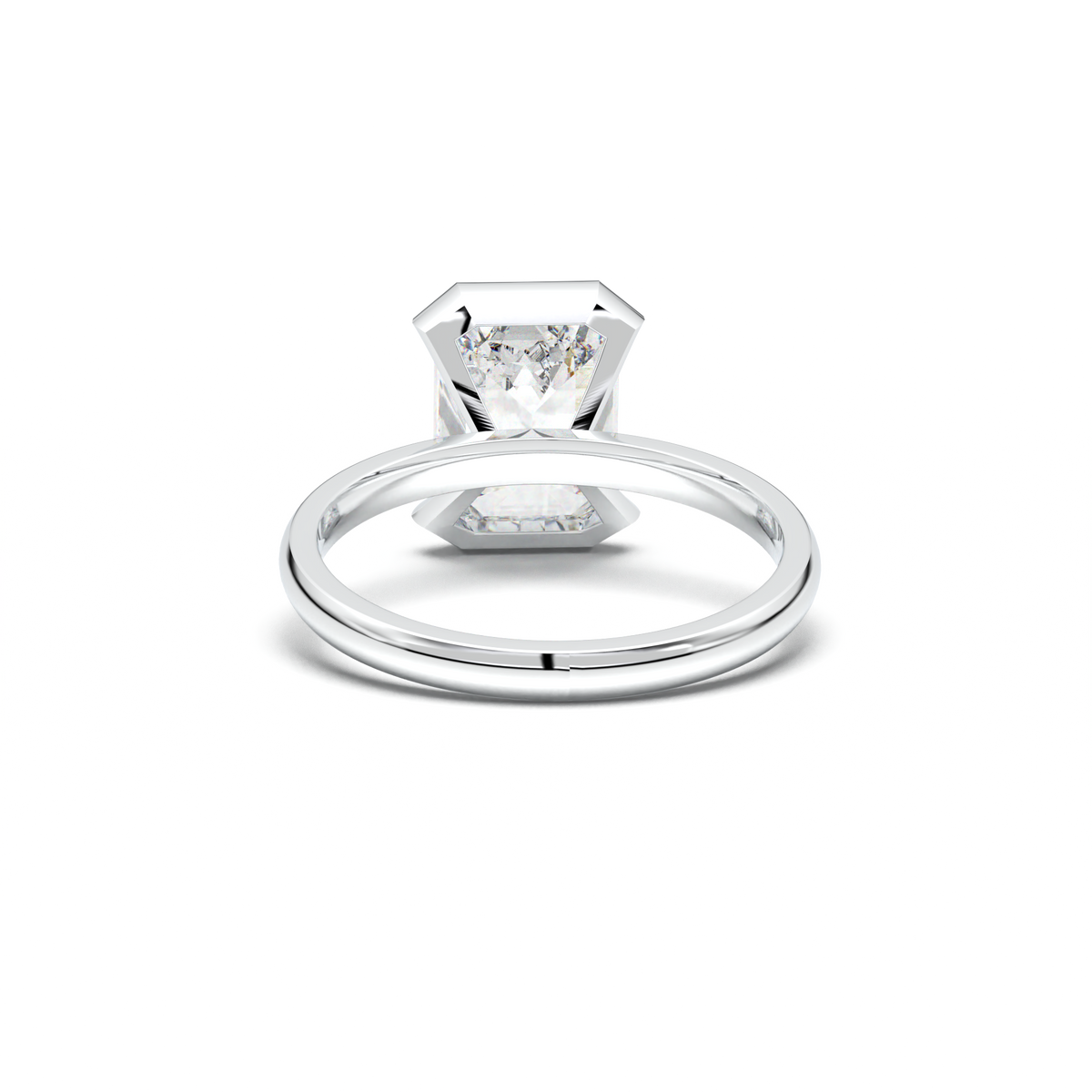 Emerald Cut Half-Bezel Engagement Ring