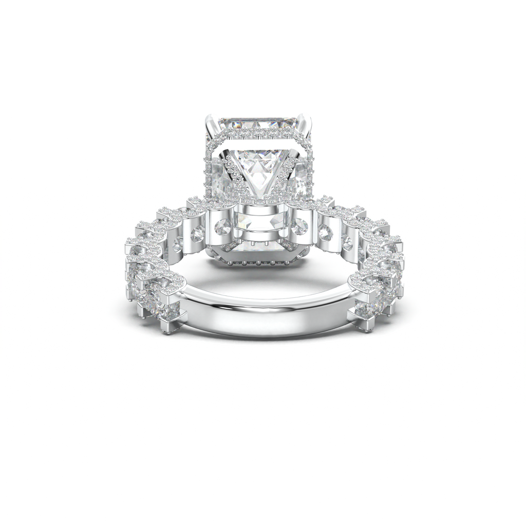 Emerald Diamond Band Engagement Ring