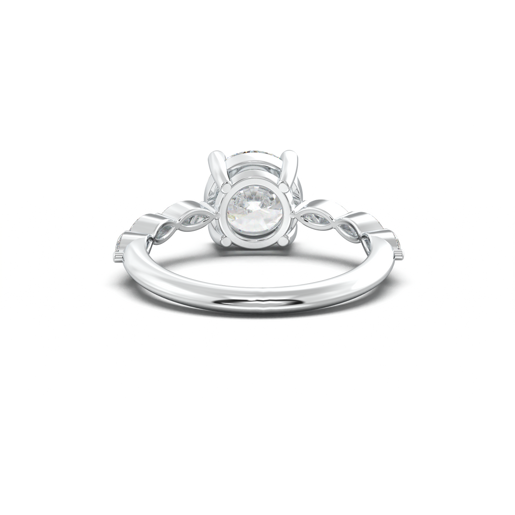 Round Marquise Side-Stone Engagement Ring