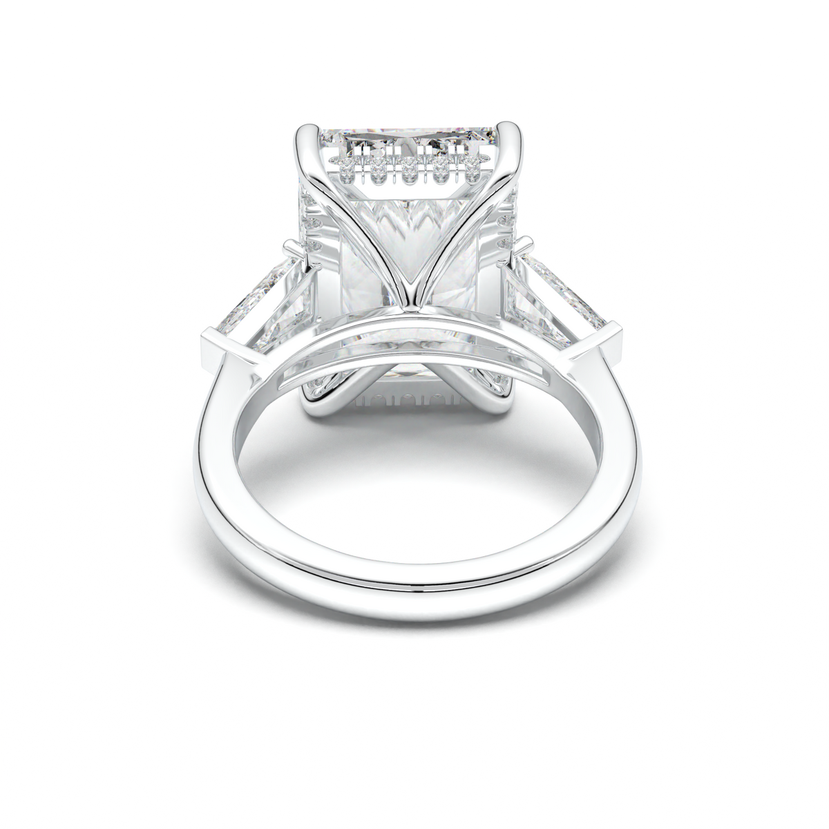 Radiant Baguette Hidden Halo Engagement Ring