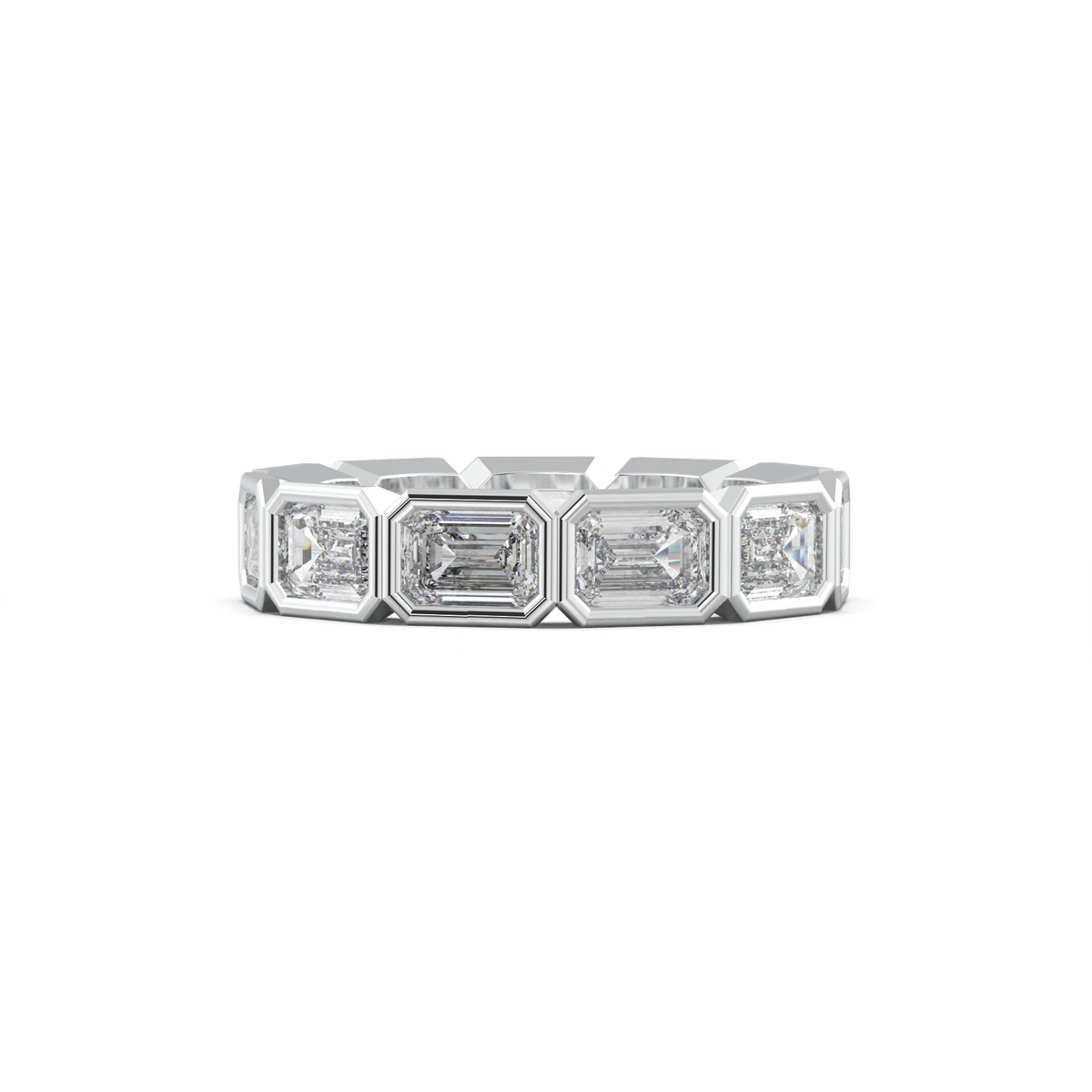 Emerald-Cut Bezel-Style Eternity Wedding Band