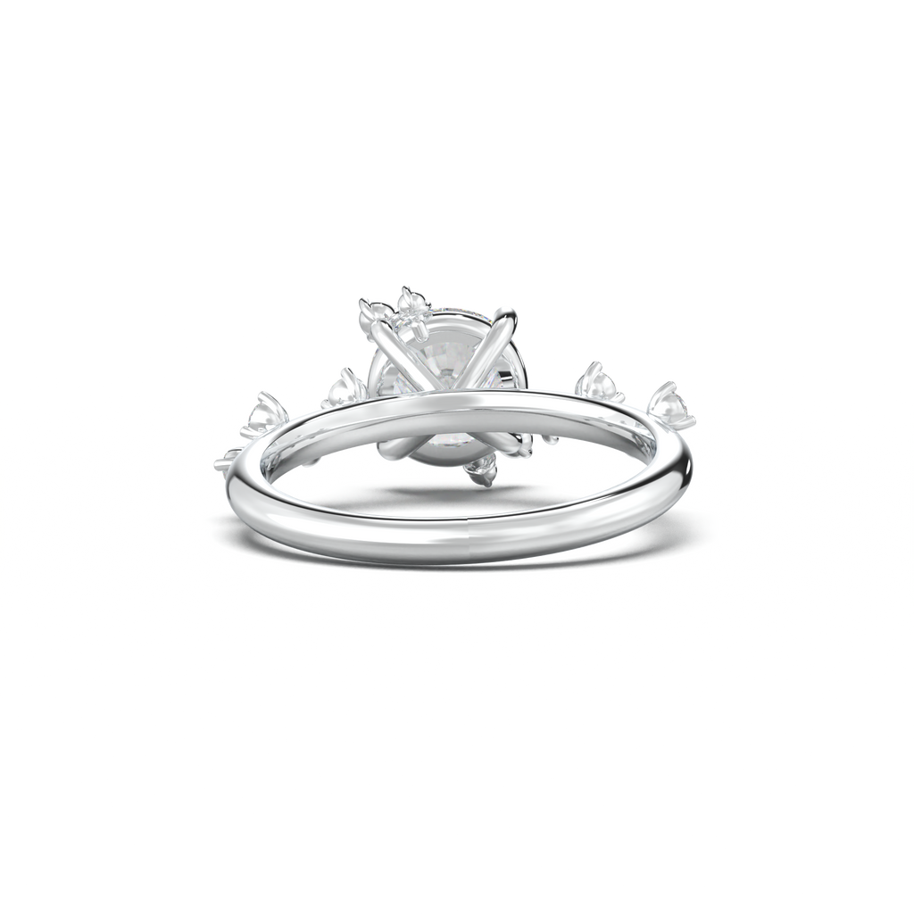 Round Botanical Accent Engagement Ring