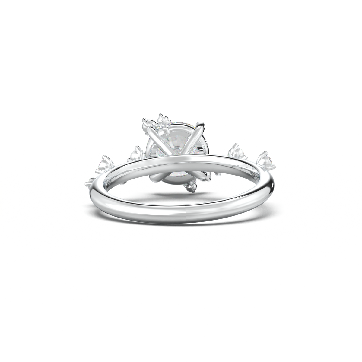 Round Botanical Accent Engagement Ring