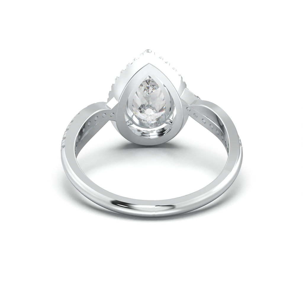 Pear Halo Twisted Pavé Engagement Ring