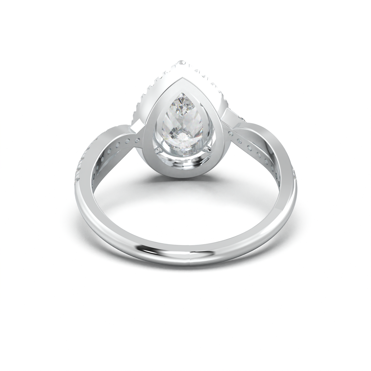 Pear Halo Twisted Pavé Engagement Ring