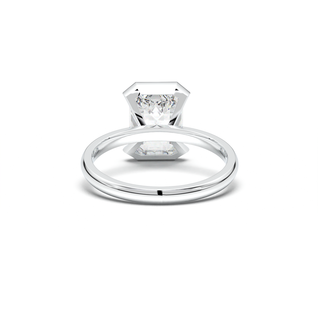 Emerald Cut Half-Bezel Engagement Ring