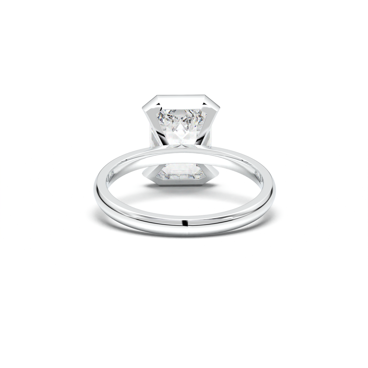 Emerald Cut Half-Bezel Engagement Ring