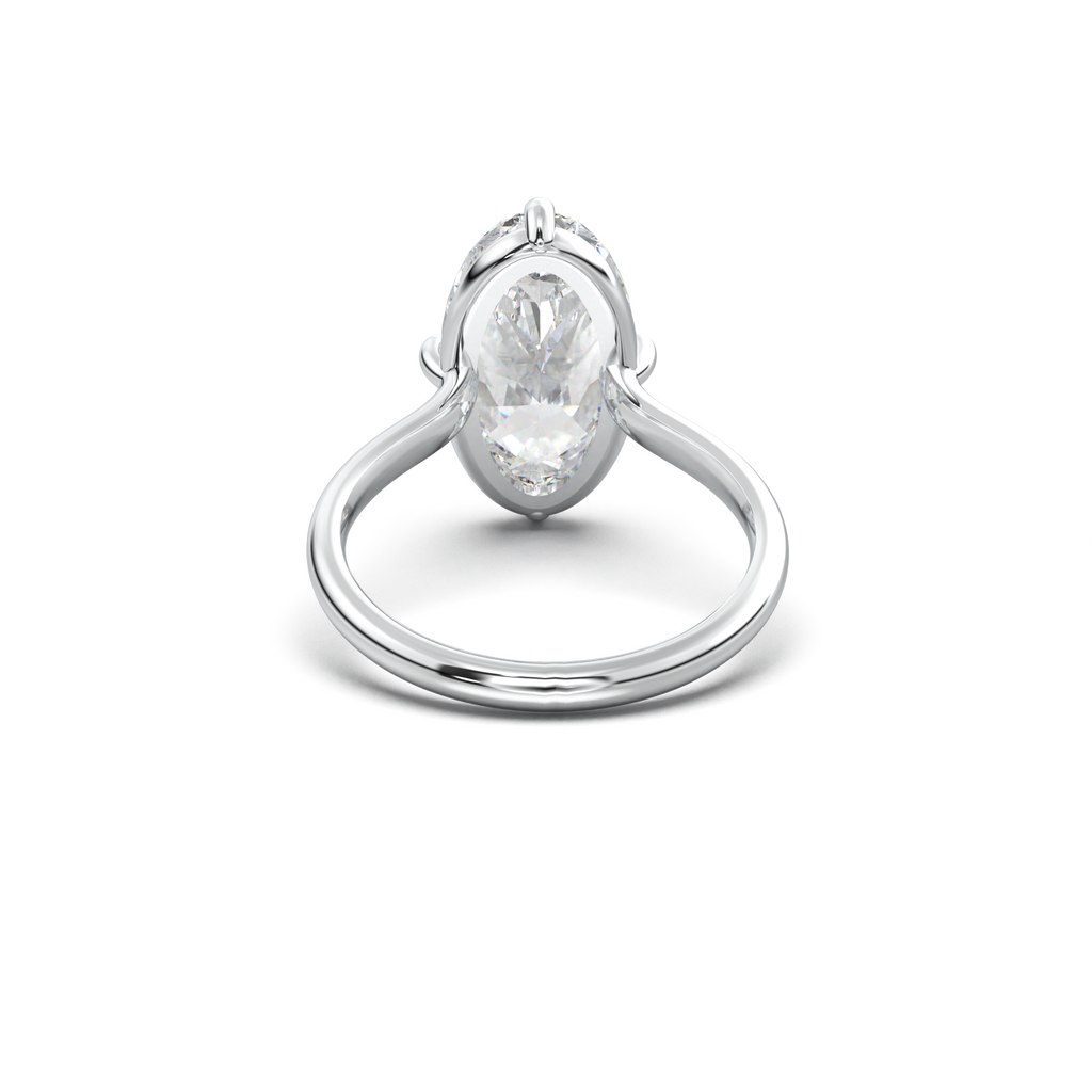 Elongated Moval Solitaire Engagement Ring