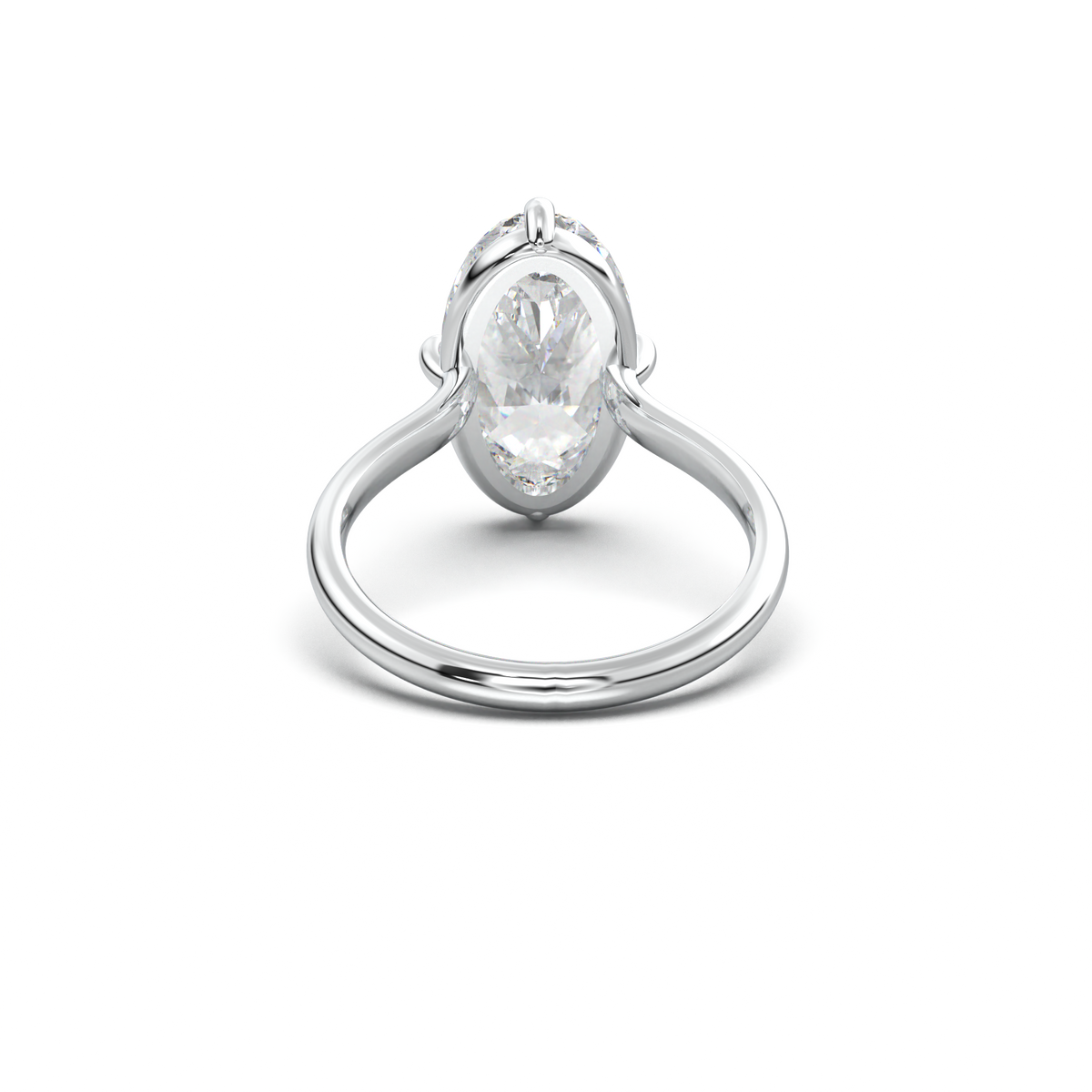 Elongated Moval Solitaire Engagement Ring