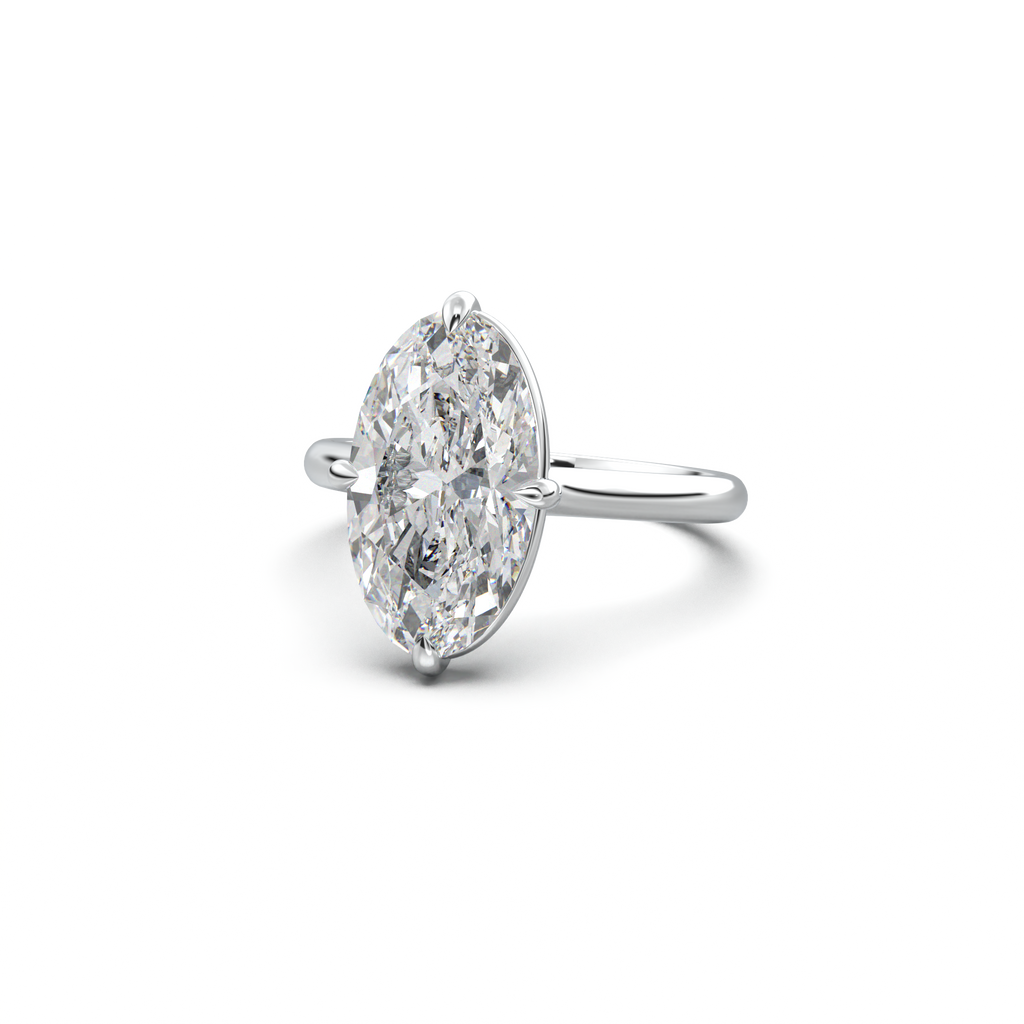 Elongated Moval Solitaire Engagement Ring
