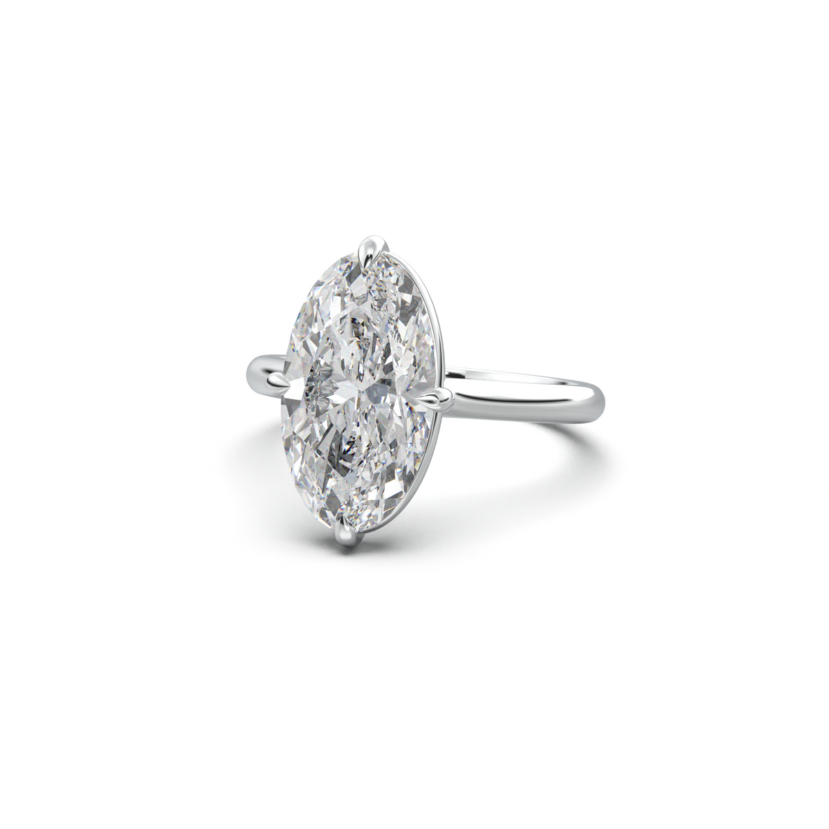 Elongated Moval Solitaire Engagement Ring
