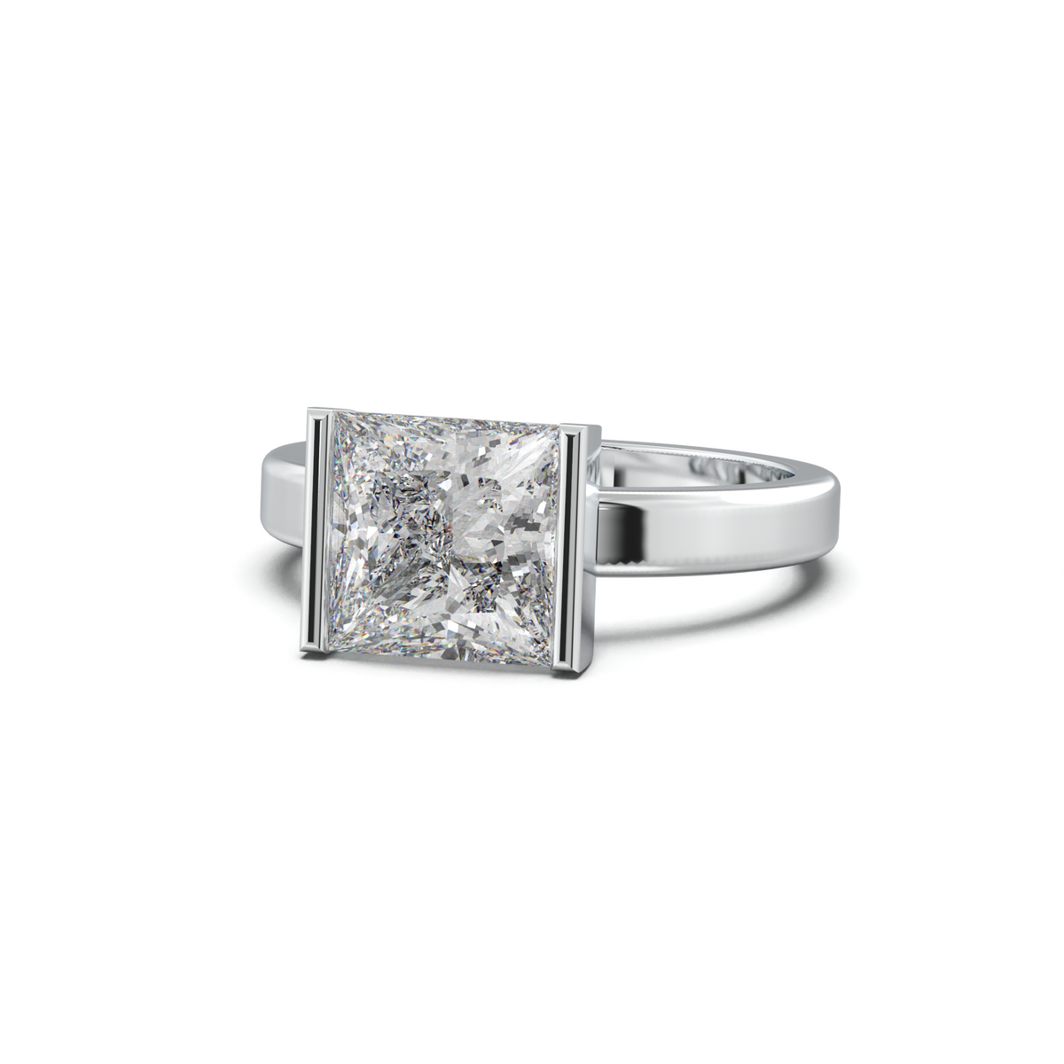 Princess Half-Bezel Engagement Ring