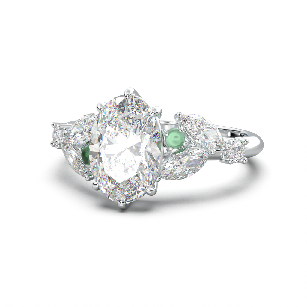 Oval Marquise-Accent Engagement Ring