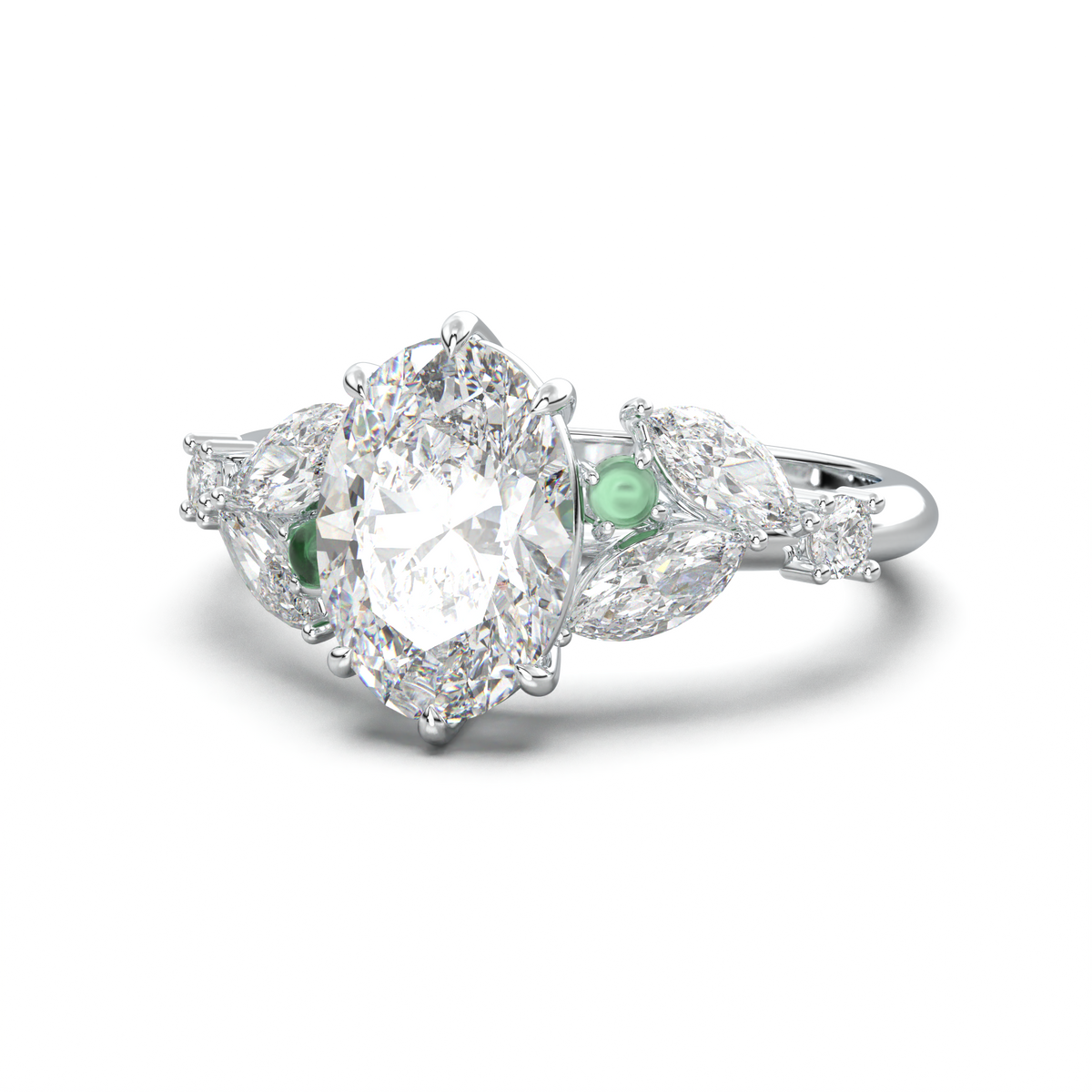 Oval Marquise-Accent Engagement Ring