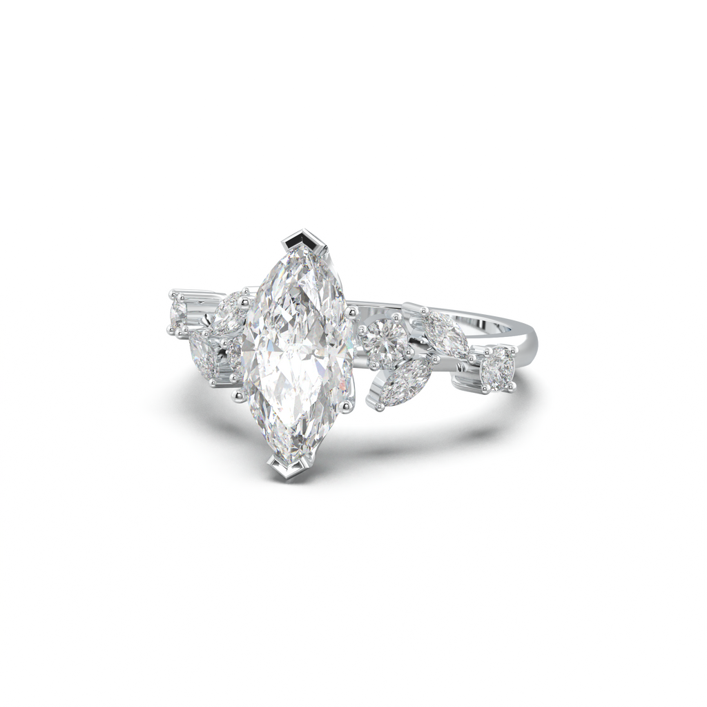 Marquise Mixed Side-Stone Engagement Ring