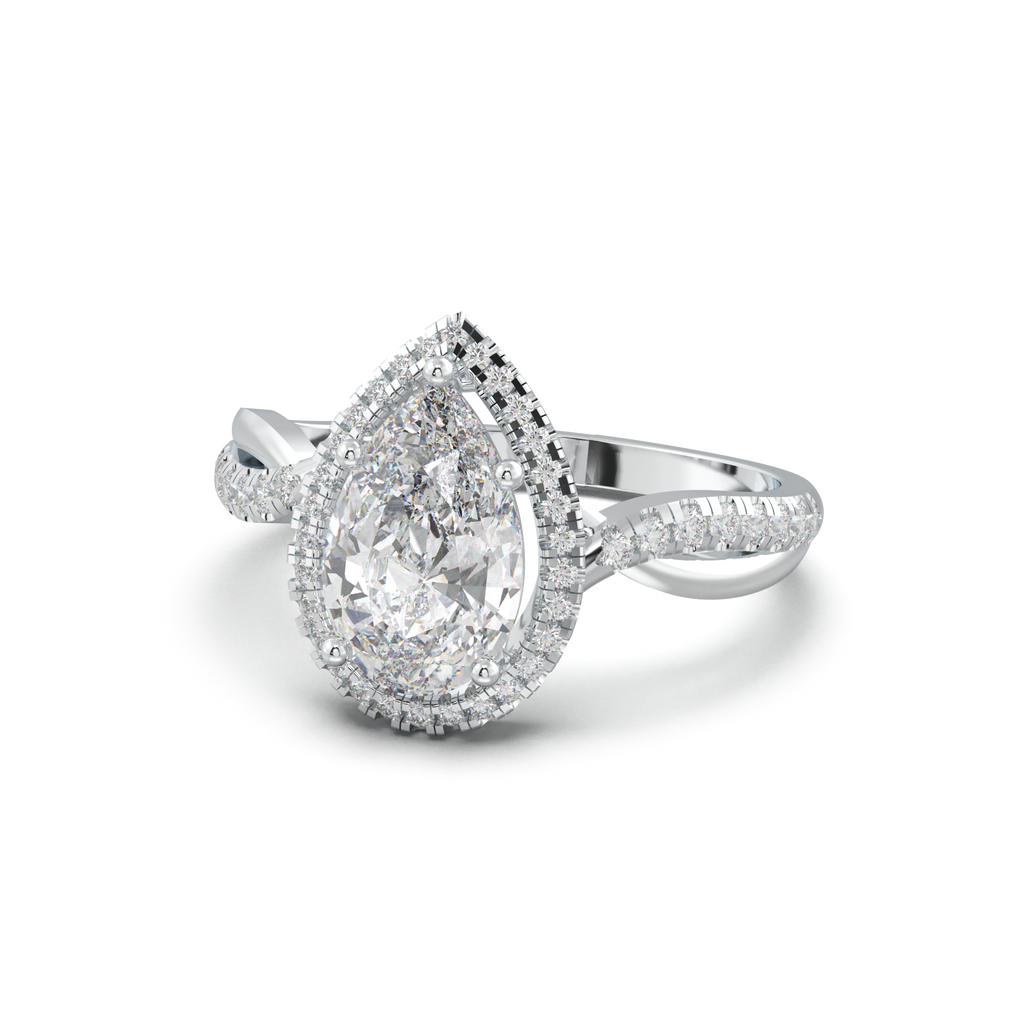 Pear Halo Twisted Pavé Engagement Ring